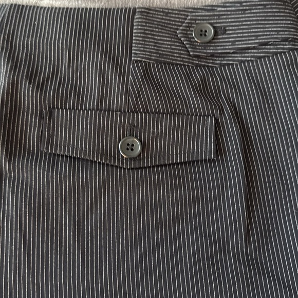 Ava NEW Woman’s Black Pinstripe skimmer Pants  back button pockets faux 16 - Picture 10 of 10